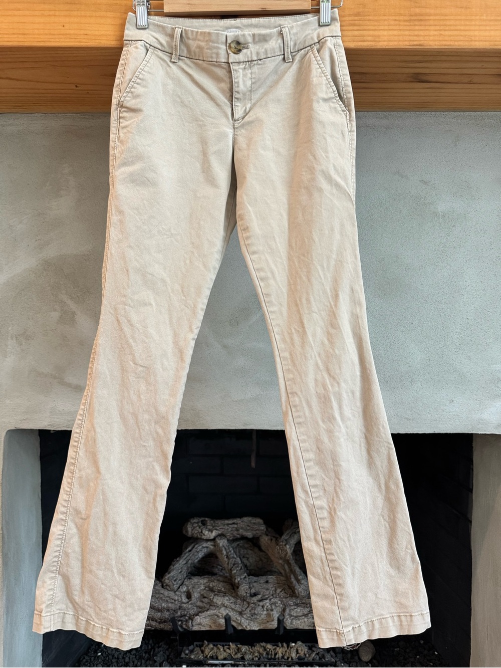 Old Navy Bootcut Khaki Pants Womens Size 0 Beige Stretch Cotton 26x32